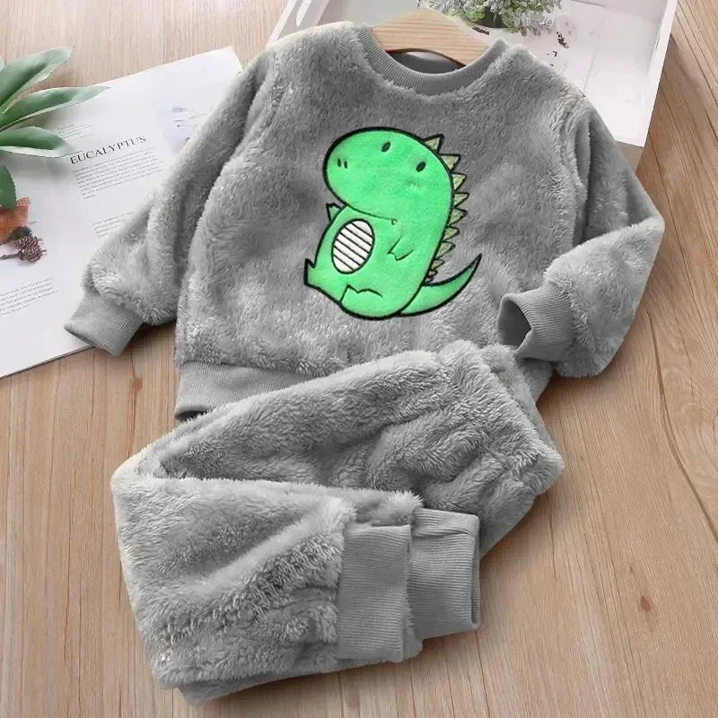 Girls Cartoon Design Long Sleeves Warm Clothing Set childrensterritory