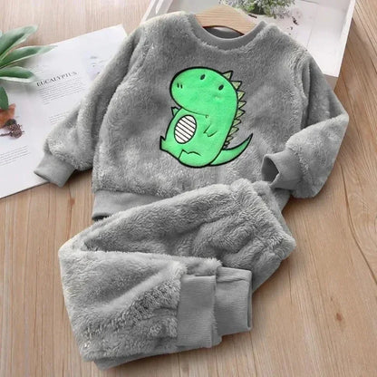 Girls Cartoon Design Long Sleeves Warm Clothing Set childrensterritory