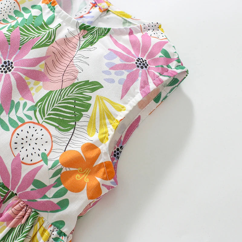 Little Girls Casual Sleeveless Floral Dress For Summer childrensterritory