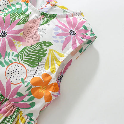 Little Girls Casual Sleeveless Floral Dress For Summer childrensterritory