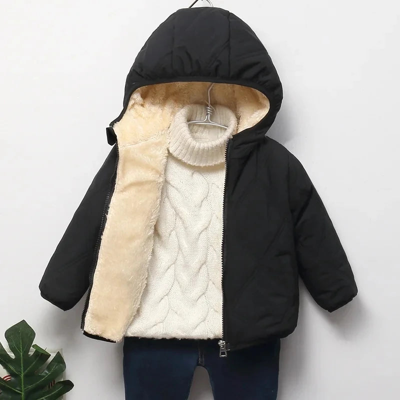 Kids' Solid-Colour Long-Sleeved Winter Jackets
