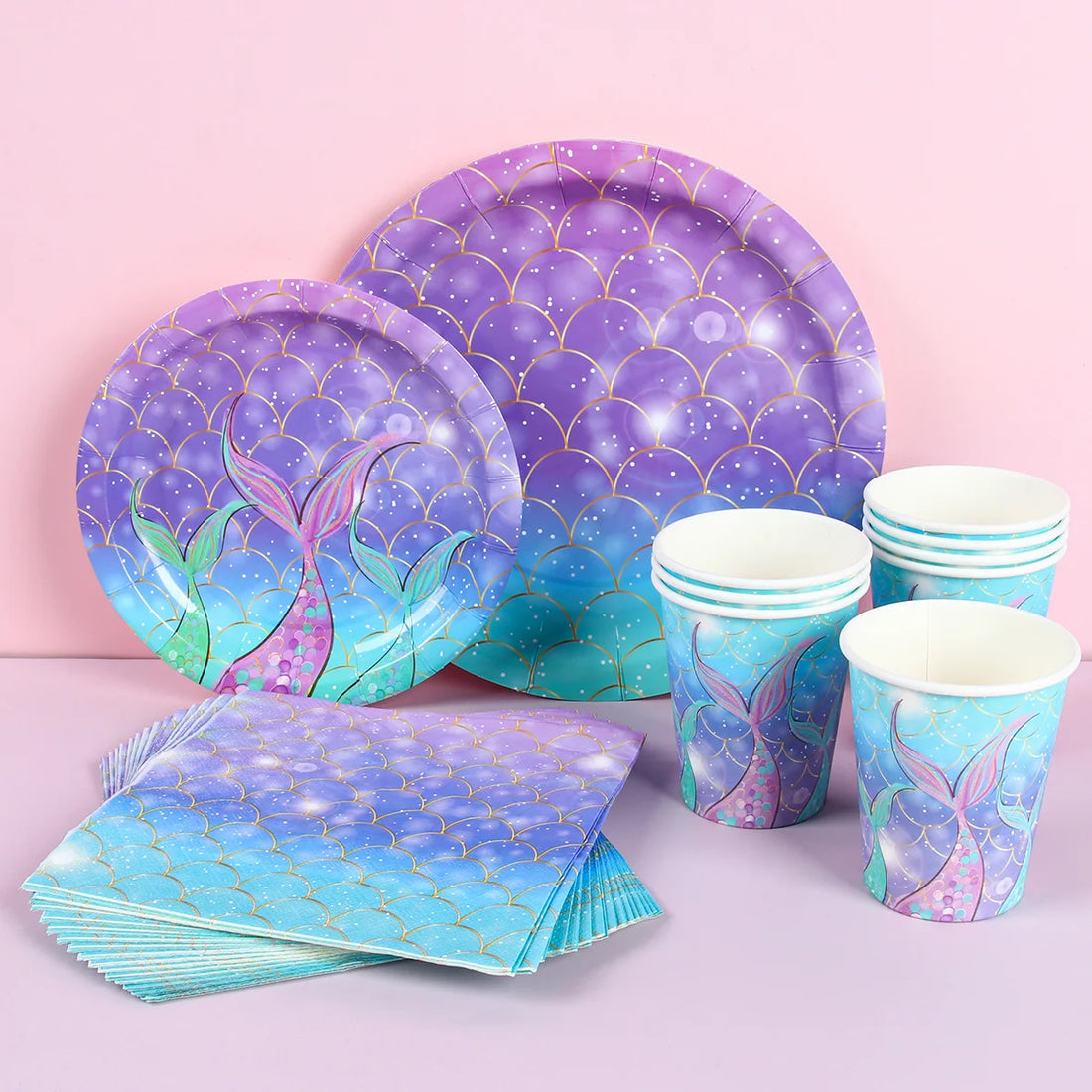 Mermaid-themed Kids Birthday Party Decorations and Tableware Set