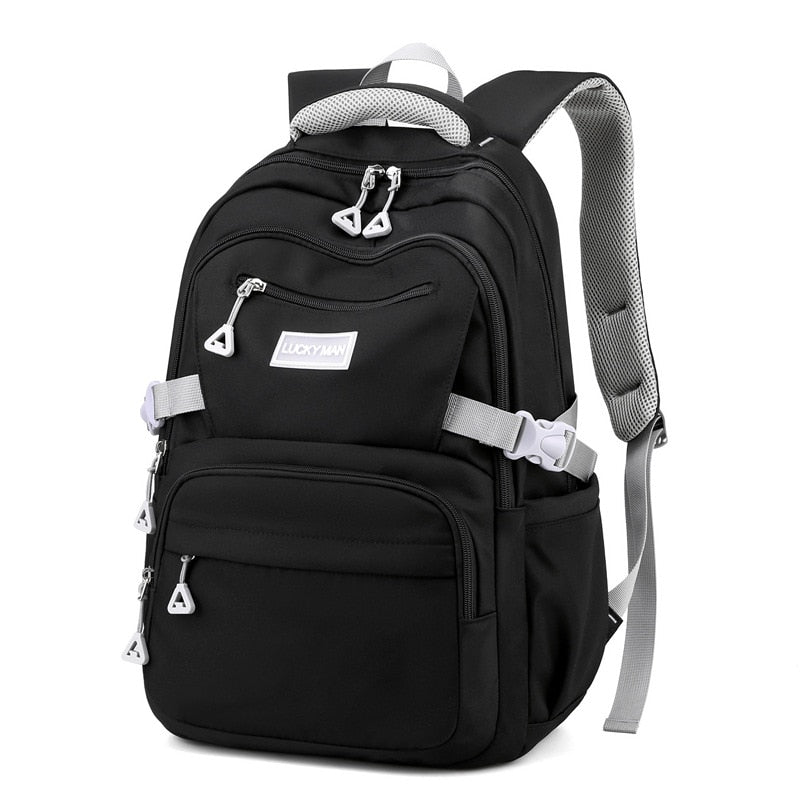 Solid Color Waterproof Shoulder Backpack for Teenage Girls childrensterritory