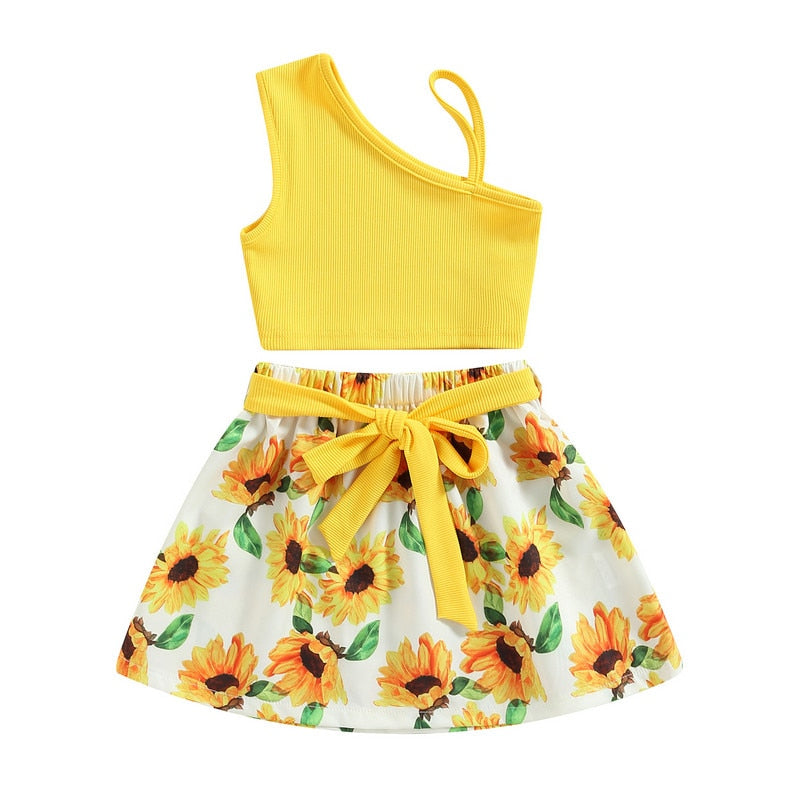Kids Girl 2 Piece Floral Print Summer Fashion Outfits childrensterritory