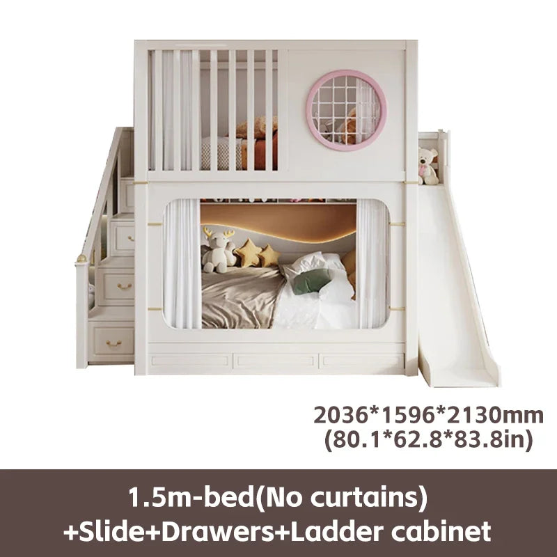 Solid Wooden Multifunctional Kids Bunk Beds with Ladder childrensterritory
