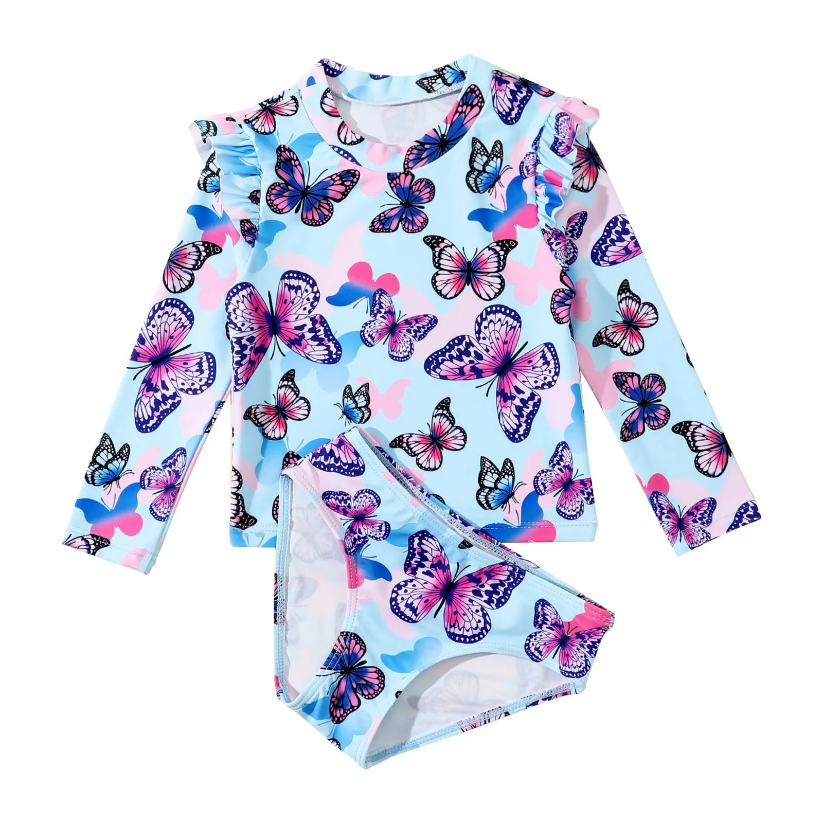 Butterfly Print Kids Girls Baby 2Pcs Swimming Suit