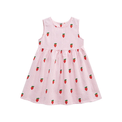 Little Girls Cartoon Strawberry Dresses for Summer childrensterritory