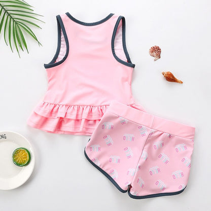 Kids Girls Letter Print Two Pieces Cartoon Beachwear childrensterritory