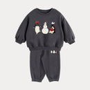 Kids Cartoon Print Long Sleeves Warm Clothing Set childrensterritory
