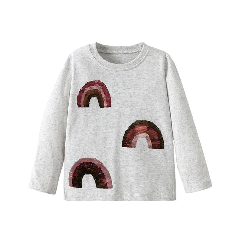 Full-Sleeve Animal Print Cotton T-Shirts For Girls