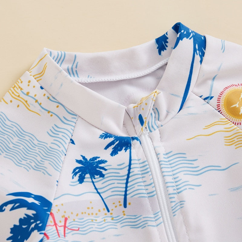 Baby/Kids Tree Print Short Sleeve Rashguard Swimsuit childrensterritory