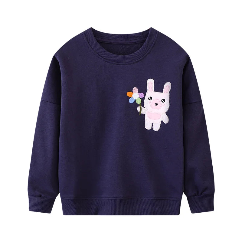 Kids Girls Cartoon Embroidery Long Sleeve Sweatshirts childrensterritory