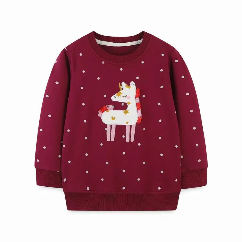 Cartoon Animal Design Little Girls Cotton Sweatshirts for Winter childrensterritory