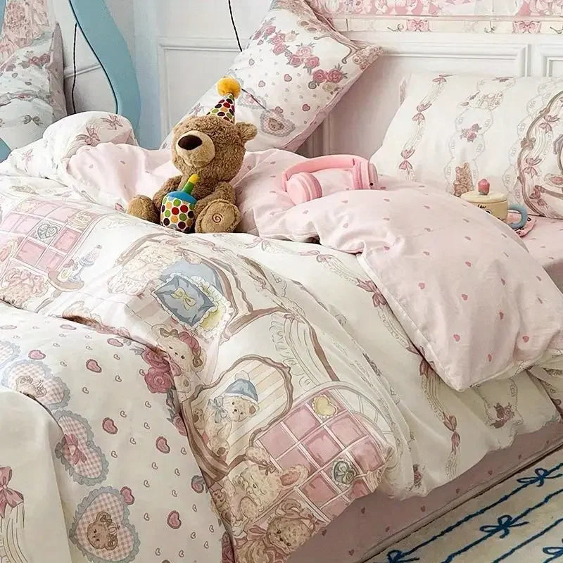 Soft & Colorful Cartoon Print Bedding Set for Kids