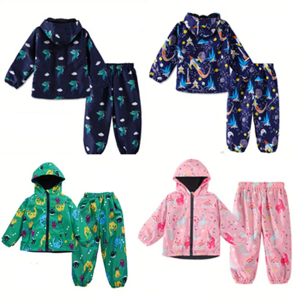 Kids' Long-Sleeved Printed Raincoat Suit childrensterritory