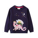 Kids Girls Cartoon Applique Warm Sweatshirts childrensterritory