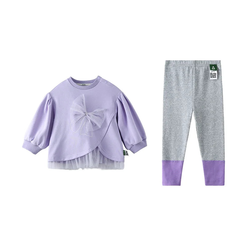 Toddler Girls Solid Color Loose Sweatshirt and Leggings Outfit Set childrensterritory