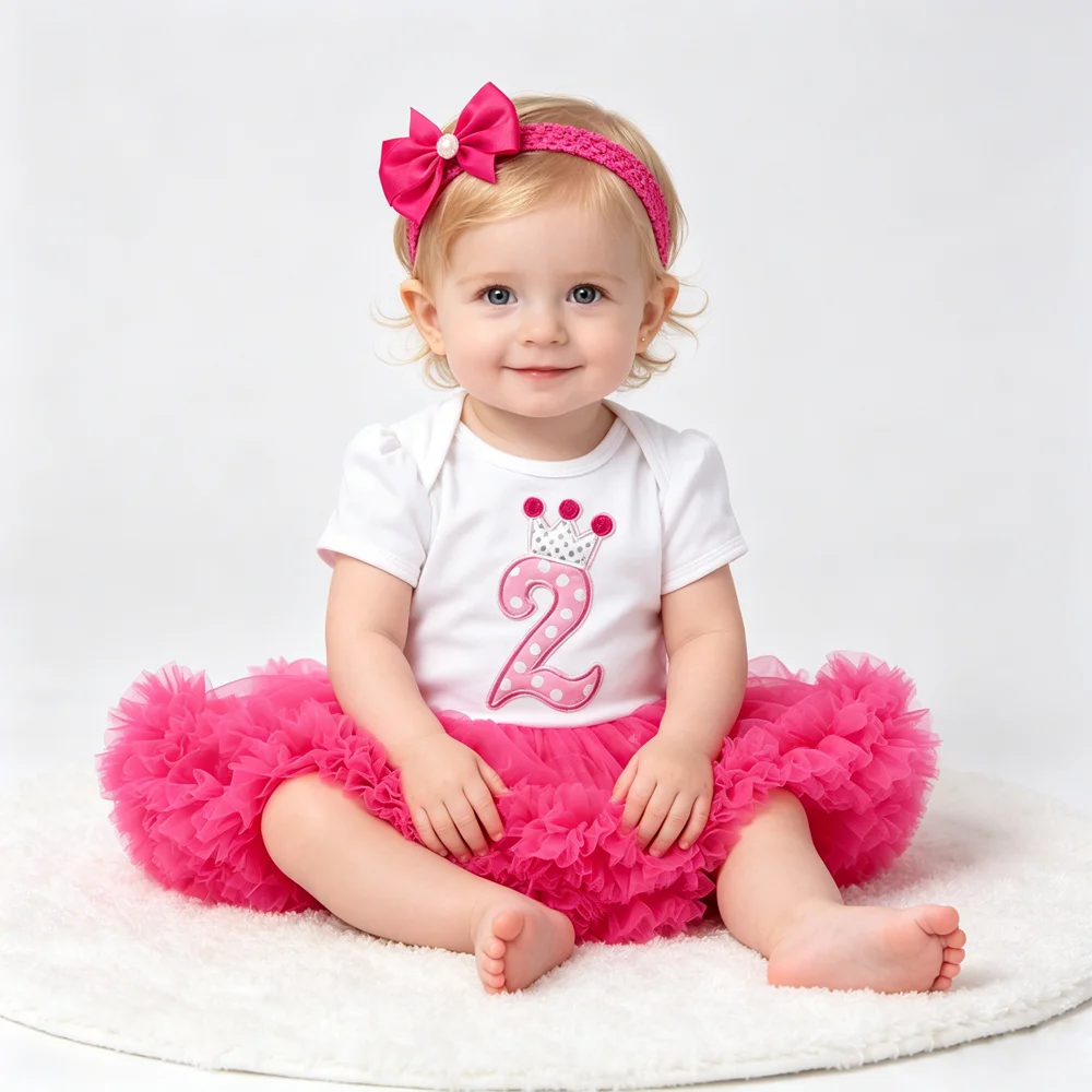 Newborn Girls White Bodysuit with Pettiskirt Tutu Outfits