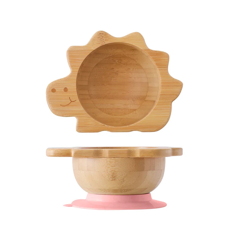 Baby Wooden Tableware Set with Silicone Suction Handle childrensterritory