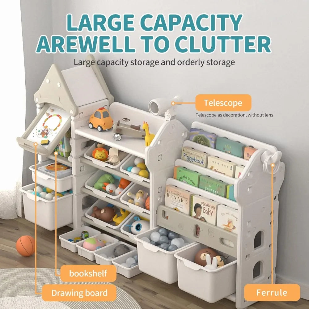 Kids Magic Castle Design Toy Storage Organizer with Telescope