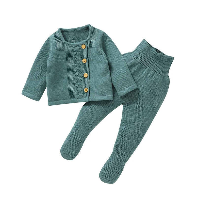 Full Sleeves Solid Colour Baby Girls Clothing Set