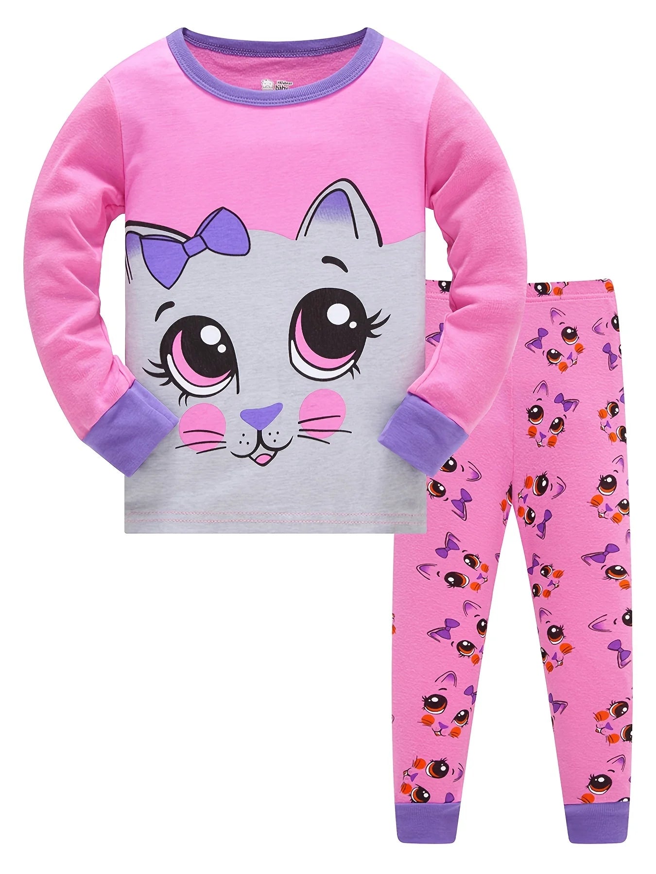 Kids Boys Girls Crew Neck Animal Print Pajama Sets childrensterritory