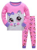Kids Boys Girls Crew Neck Animal Print Pajama Sets childrensterritory