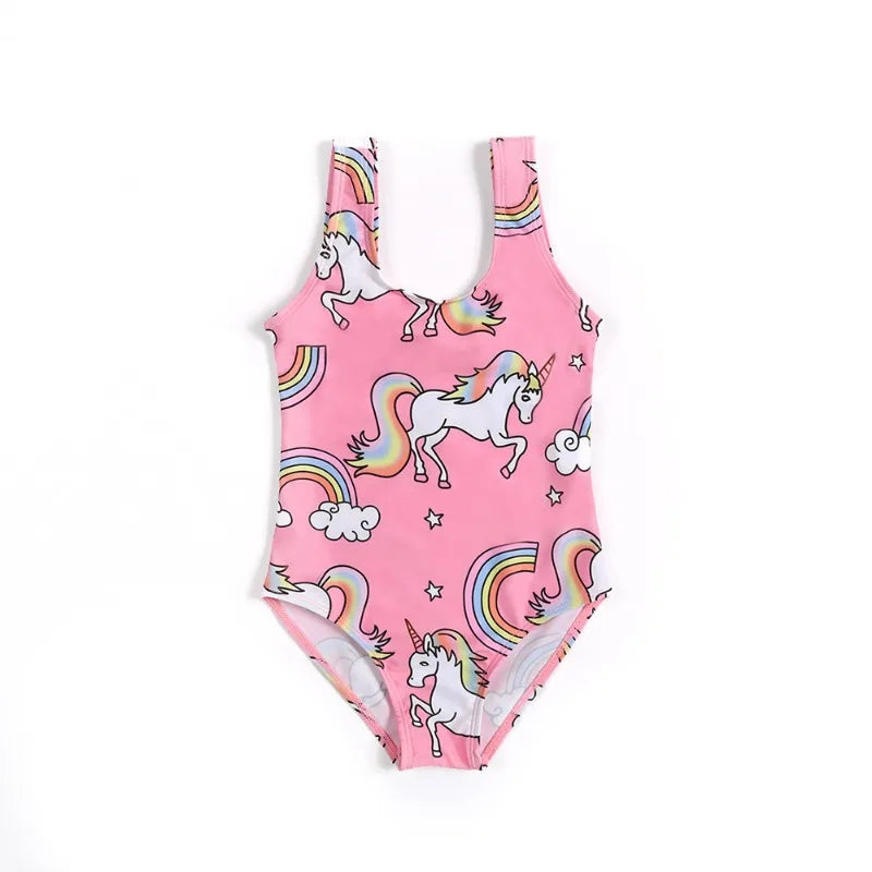 Little Girls Printed One-Piece Summer Swimsuit