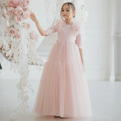 Tulle Flower Girl Dresses With Bow For Wedding Birthday