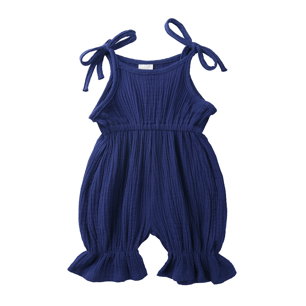 Plain Color Sling Summer Romper for Baby Girl