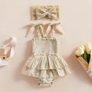 Baby Girl Hollow-Out Sling Bodysuits with Headband Set childrensterritory