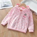 Little Girls Cute Cartoon Heart Print Soft Autumn Hooded Jackets childrensterritory