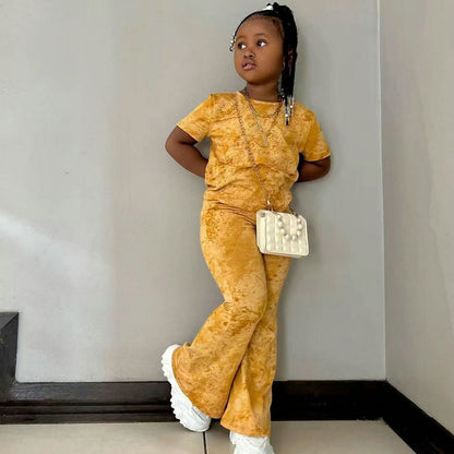 Kids Girls Tie Dye Top with Long Pant Summer Clothing Set childrensterritory