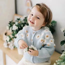 Kids Girls Light Blue Floral Embroidery Cardigan childrensterritory