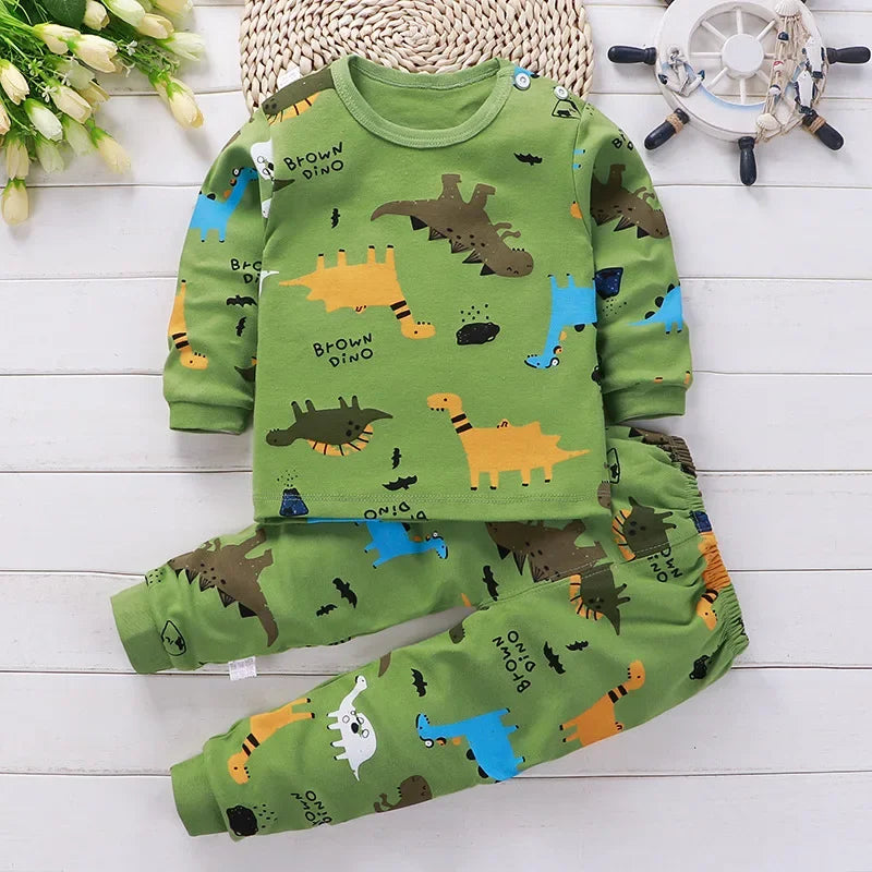 Kids Cartoon Print Casual Winter Clothing Set