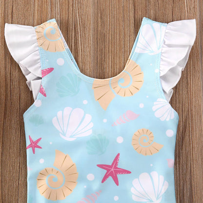 Baby Girls Shell Print Swimsuit Beachwear