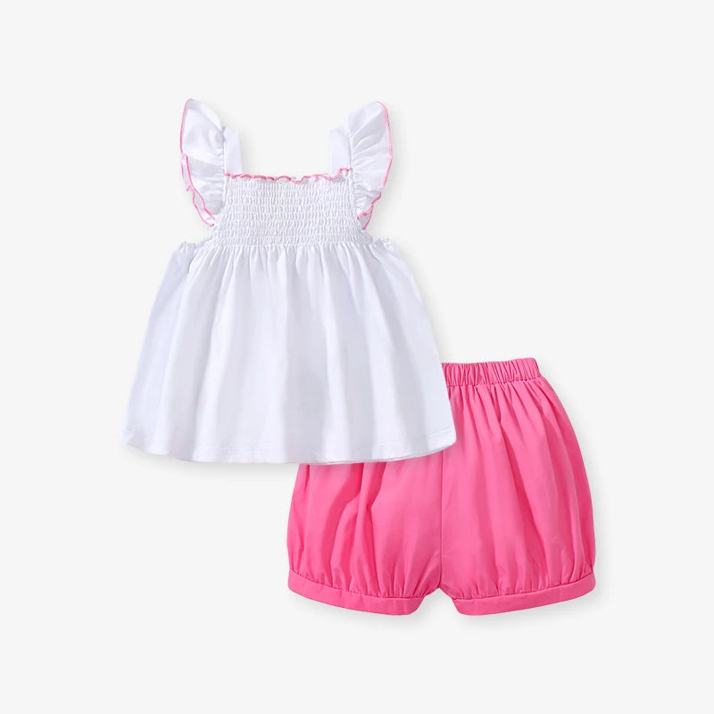 Cartoon Unicorn Tops + Cotton Pants Kids Girls Summer Clothing Sets childrensterritory