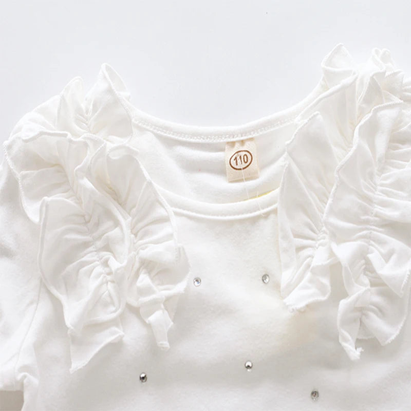 Girls' Long-Sleeved Flower Design Summer T-Shirts