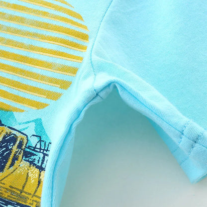 Little Boys Cartoon Excavator Design Cotton T-shirt childrensterritory