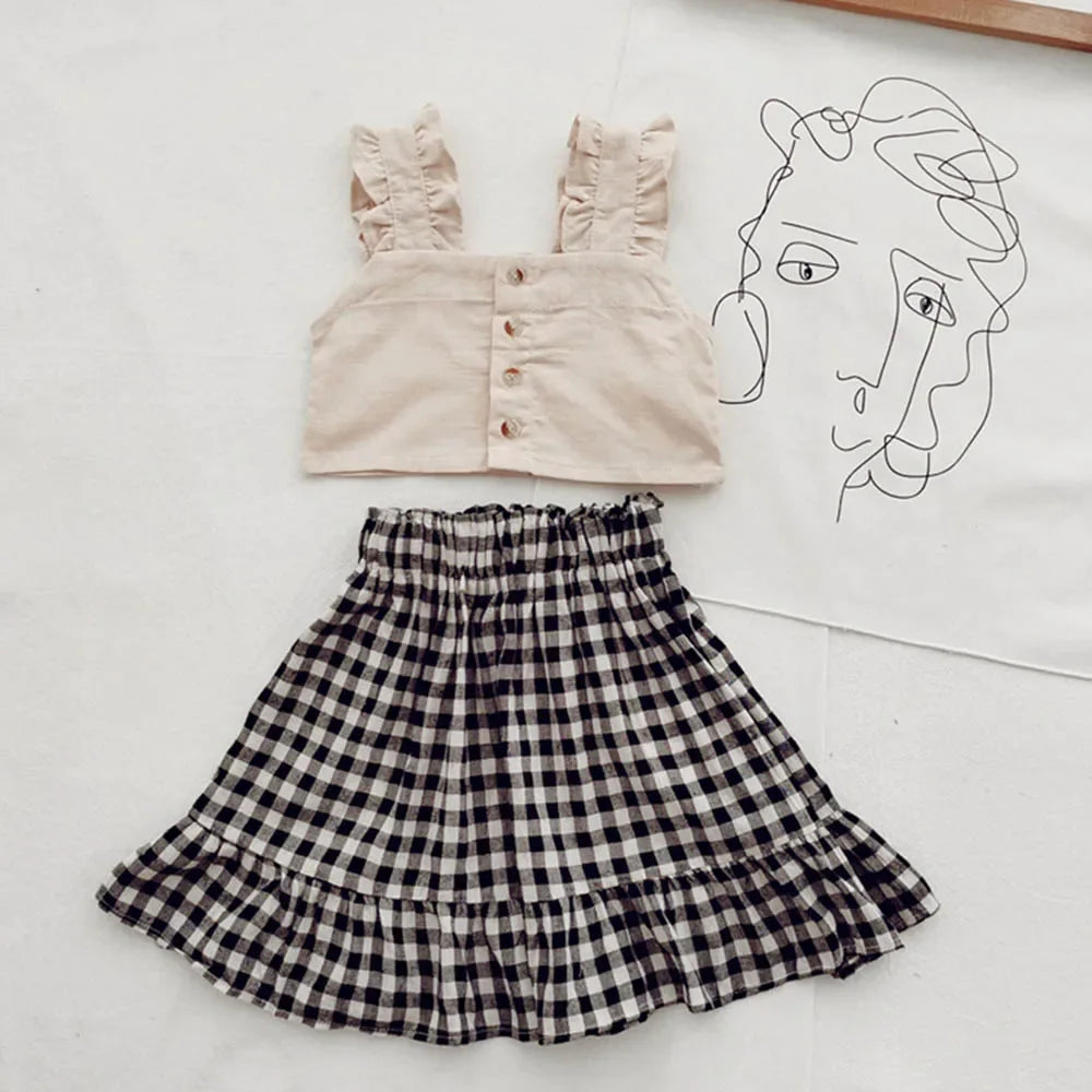 Kids Girls Cotton T-Shirt + Pant Summer 2 Piece Sets