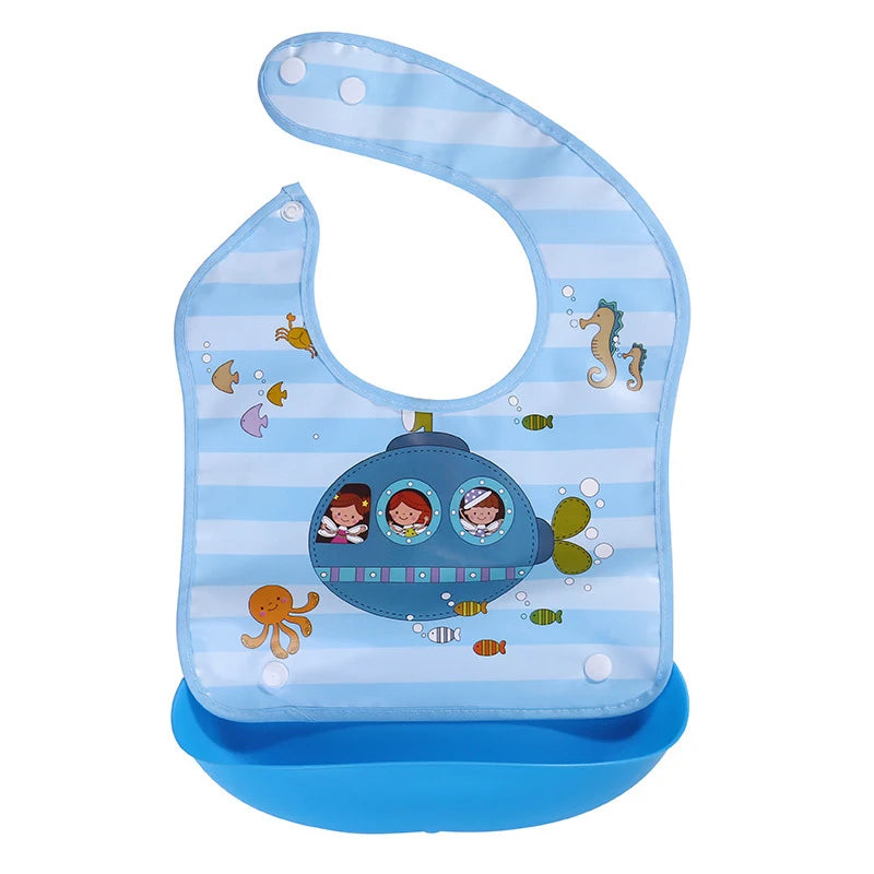Soft Waterproof Cartoon Printed Adjustable Baby Bibs