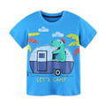 Kids Boys Cartoon Camp Dinosaur Print Cotton T Shirts childrensterritory
