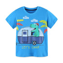 Kids Boys Cartoon Camp Dinosaur Print Cotton T Shirts childrensterritory