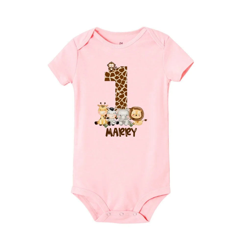 Baby Unisex First Birthday Embroidered Romper