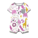 Baby Cartoon Print Cotton Short-Sleeve Summer Romper childrensterritory