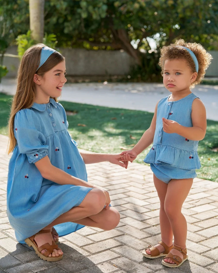 Family Matching Embroidered Denim Clothing Set for Summer childrensterritory
