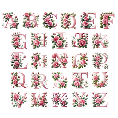 Flower Letter Ironing Transfers Decals For Clothing Diy Appliques