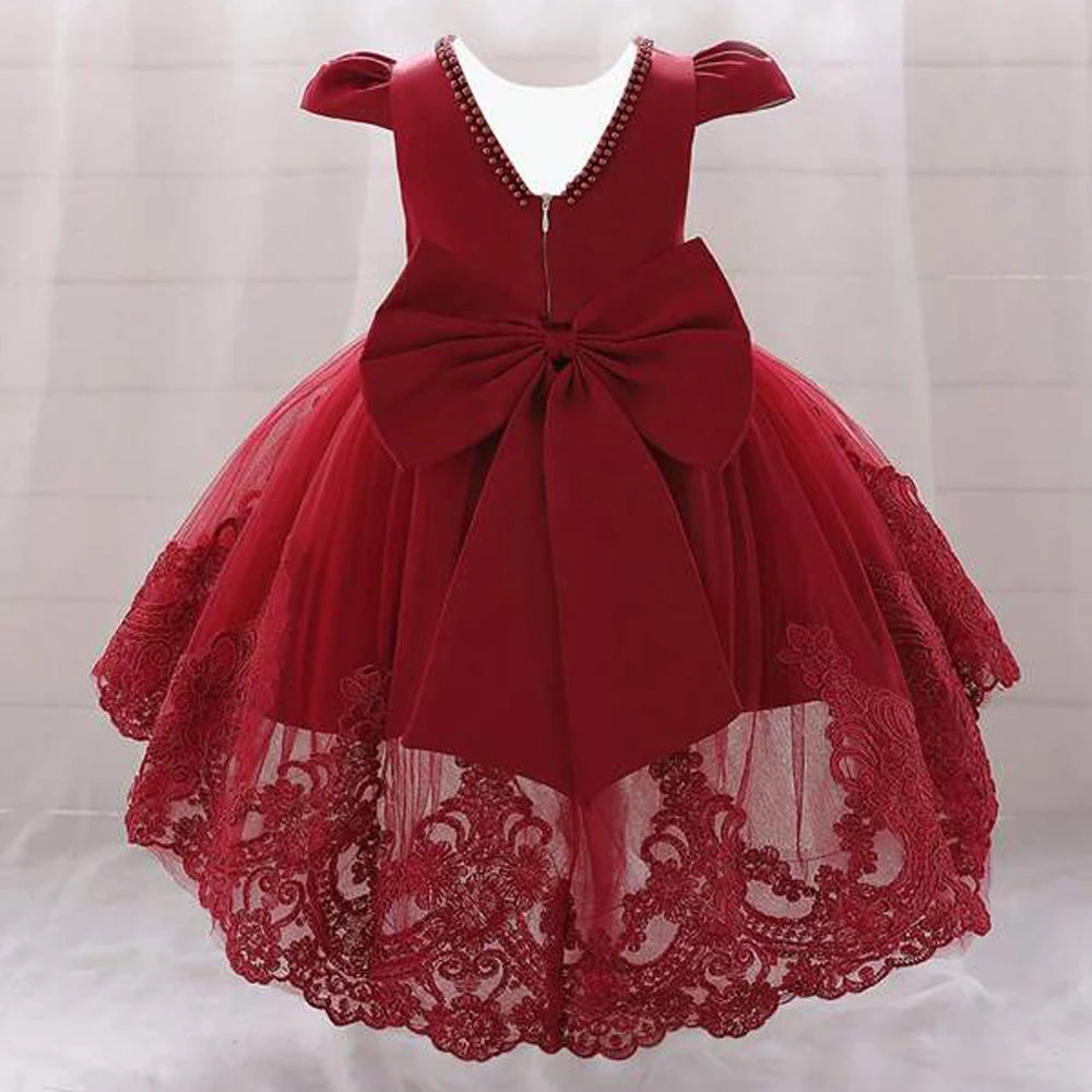 Baby Girls Bow Design Tulle 1st Birthday/Baptism Dresses childrensterritory