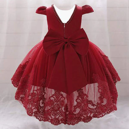 Baby Girls Bow Design Tulle 1st Birthday/Baptism Dresses childrensterritory