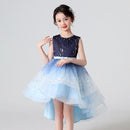 Gradient Sequin Kids Girls Fluffy Mesh Trailing Prom Dress childrensterritory
